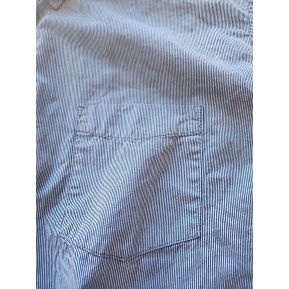 NAUTICA Button‎ Down Shirt Pocket Blue W/slim White Stripes, Mens  XXL, Preppy - Picture 5 of 7